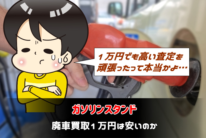 ガソリンスタンド廃車買取1万円は得？